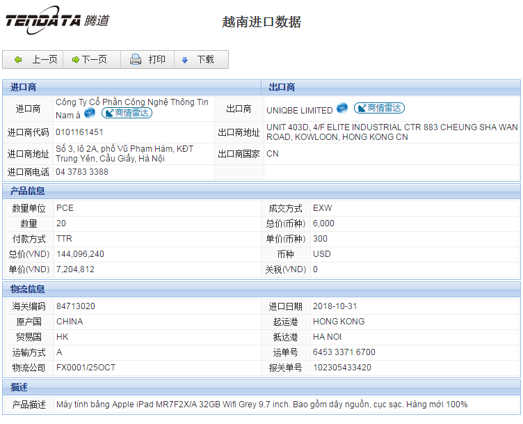 海关数据,进出口数据,进口数据,evo真人视讯,贸易,越南
